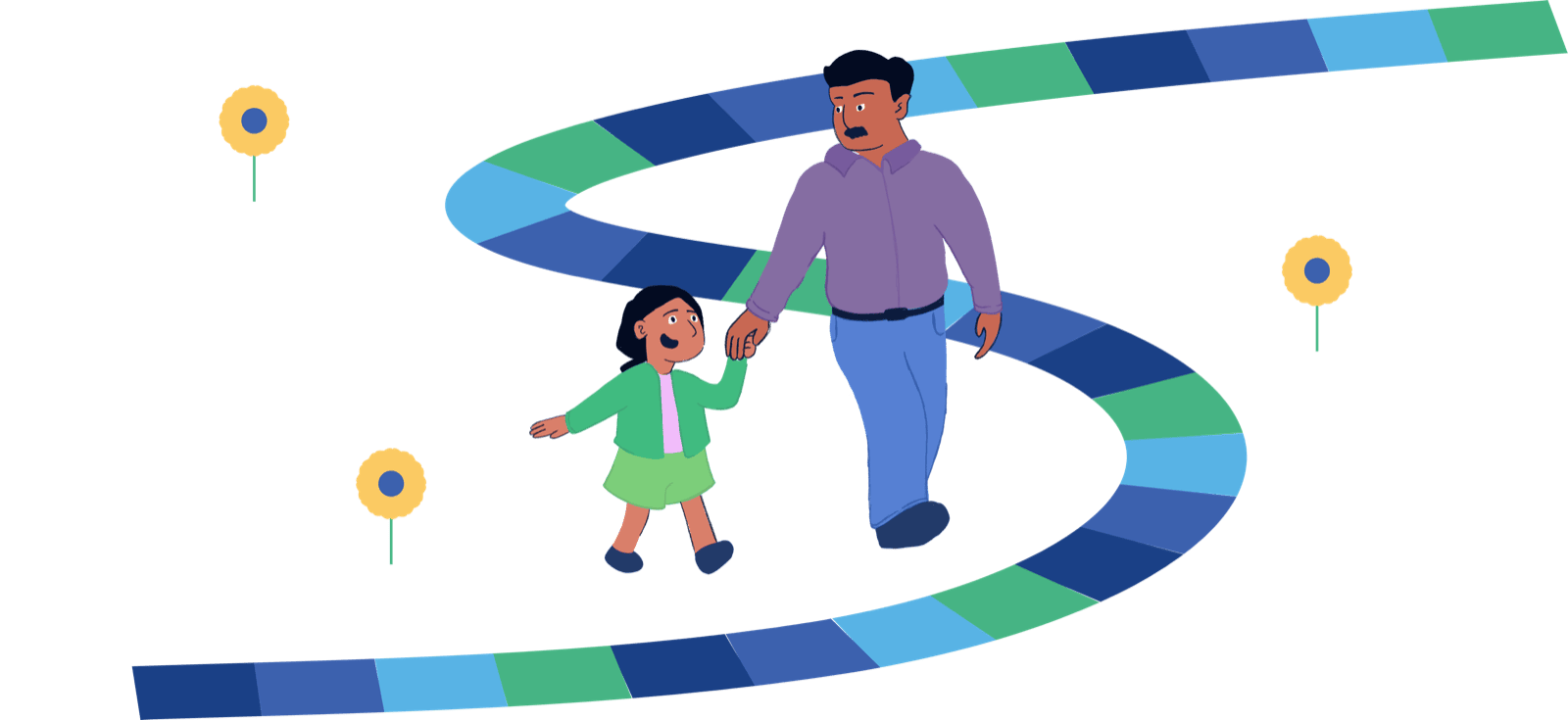 Parent and child walking together